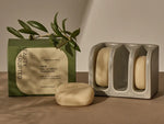 A hand-crafted ceramic holder designed to preserve the integrity and longevity of solid formulations.