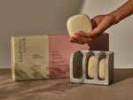 A hand-crafted ceramic holder designed to preserve the integrity and longevity of solid hair care.