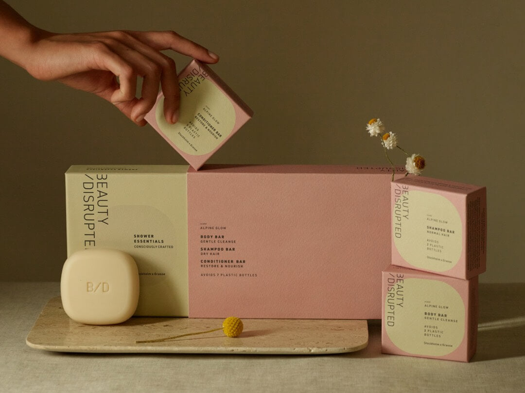 Collection of solid shampoo, solid conditioner & masks, solid body treatment - Alpine Glow fragrance made in Grasse France