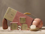 Collection of solid shampoo, solid conditioner & masks, solid body treatment - Alpine Glow fragrance made in Grasse France
