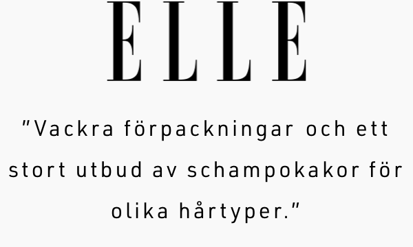 vackra förpackningar och ett stort utbud av schampokakor för olika hårtyper